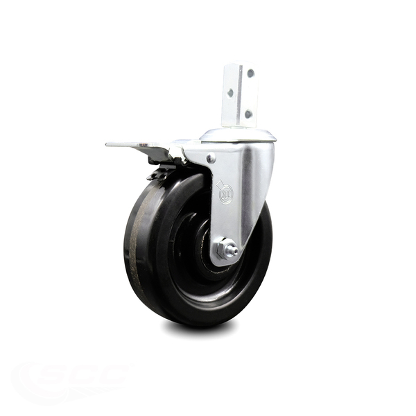 Service Caster 5 Inch Phenolic Wheel Swivel 3/4 Inch Square Stem Caster with Total Lock Brake SCC-SQTTL20S514-PHS-34